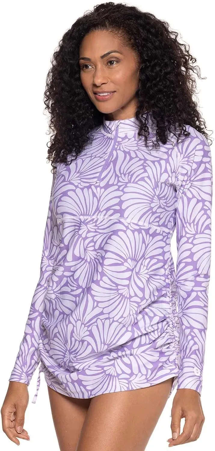 Coolibar UPF 50  Women's Lawai Ruche Swim Shirt - Sun Protective