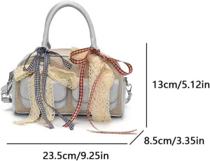 Coquette Bow Purse Cute Crossbody Bags for Women Y2k Purse Fashion Shoulder Handbag Top Handle Satchel Tote Bag
