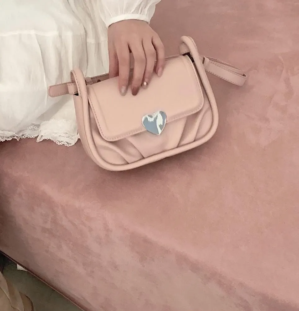Coquette Leather Shoulder Purse Love Heart Crossbody Bags for Women Adjustable Strap Cute Y2k Stuff