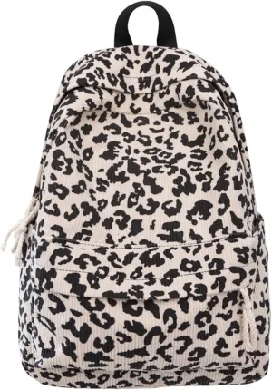 Corduroy Backpack y2k Purse, Cute Fuzzy Daypack Grunge Cheetah Trendy Daypack Chic Coquette Harajuku Bookbag