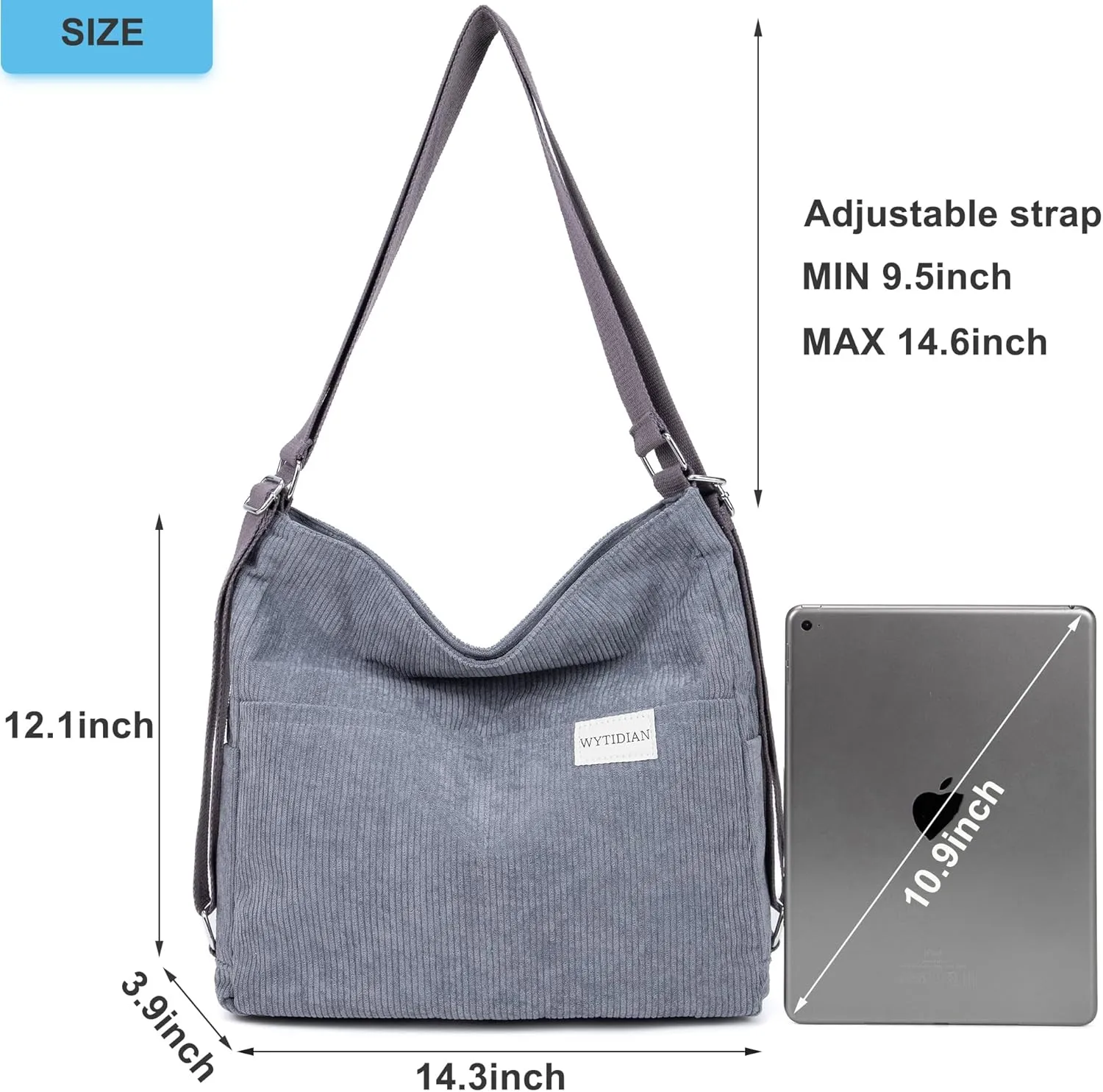 Corduroy Tote Backpack Crossbody Bag for Women, Convertible Shoulder Bags Designer Handbag for College, Work