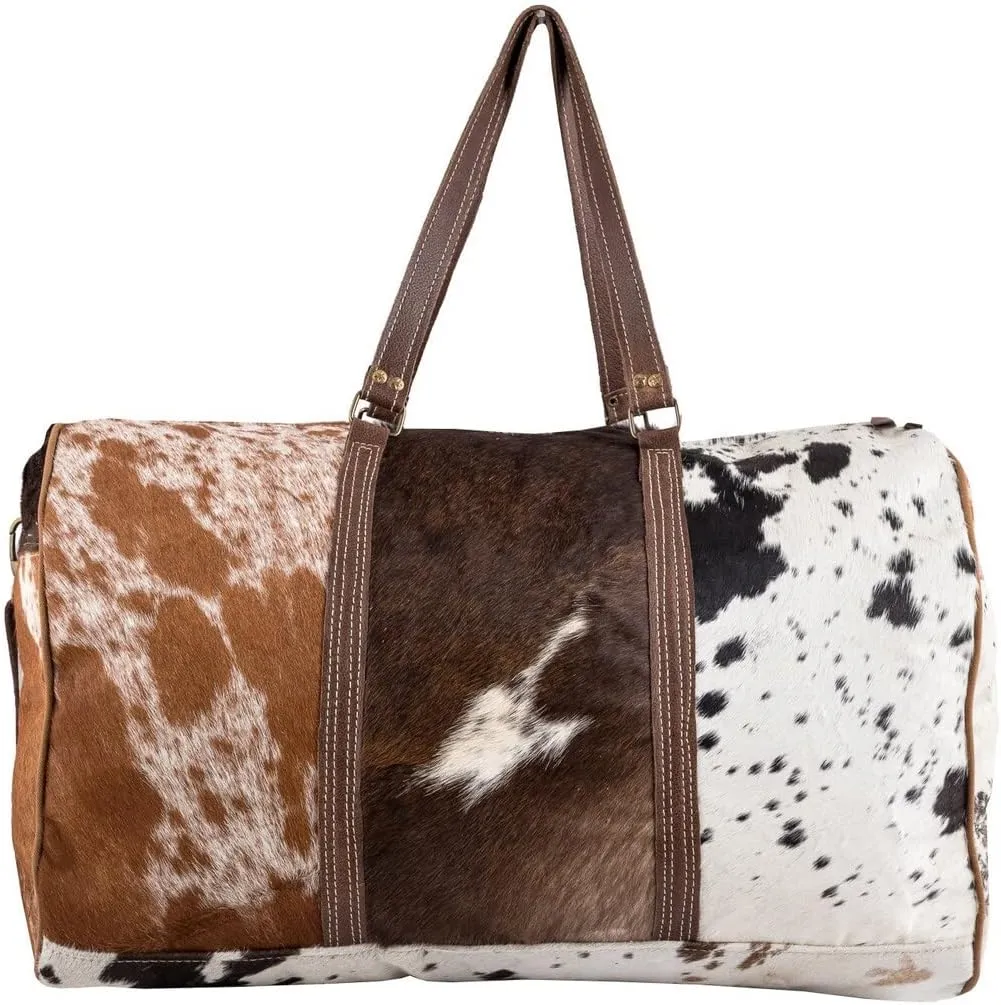 Cowhide Extra Large Duffel Bag Tricolor Cowhide Bag Travel Bag Gym Bag Weekender Overnight Bag Premium Quality