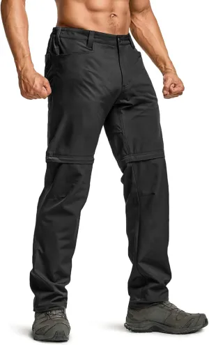 CQR Men's Convertible Cargo Tactical Pants, Water Resistant Outdoor Hiking Pants, Zip Off Lightweight Stretch Work Pants