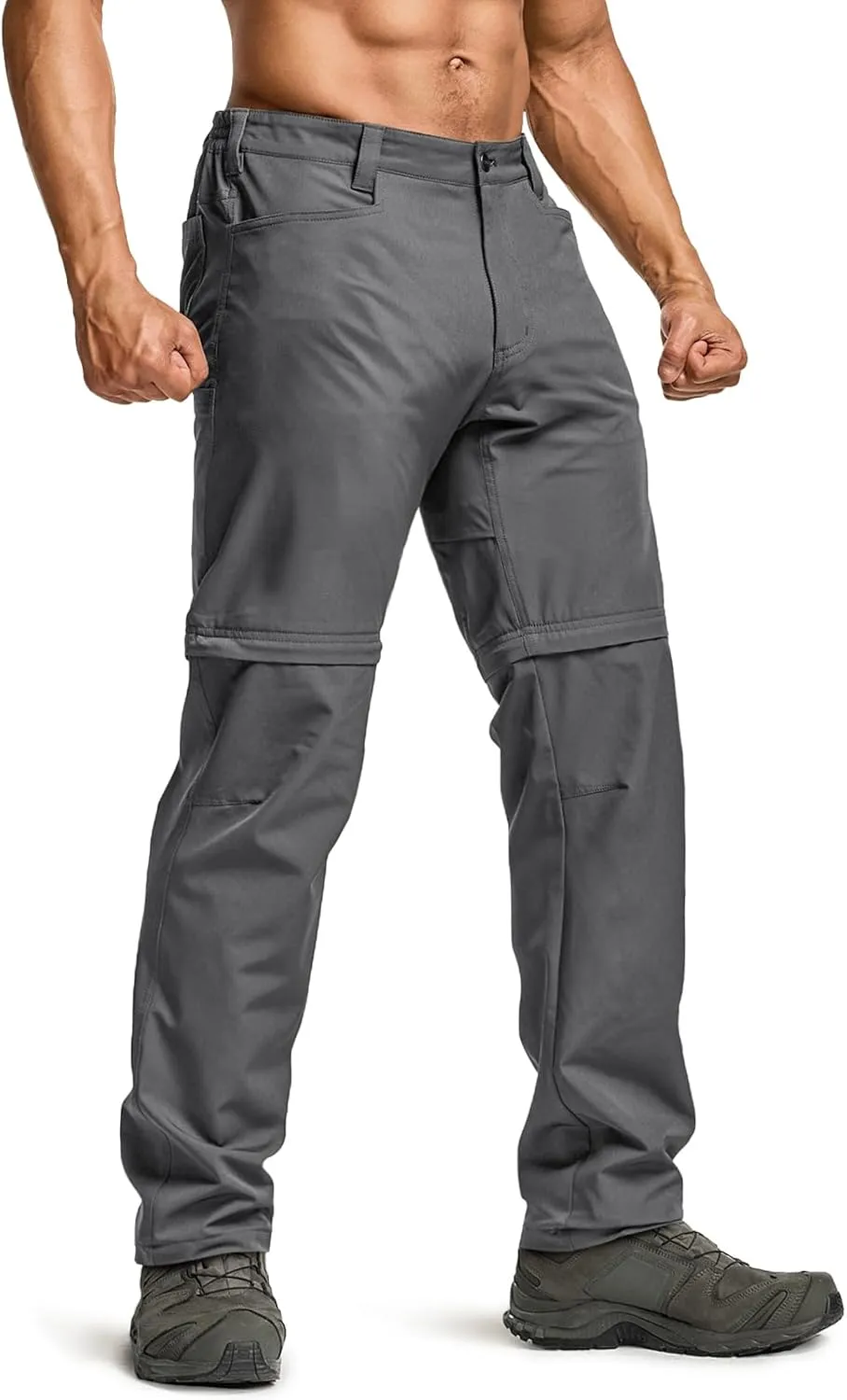 CQR Men's Convertible Cargo Tactical Pants, Water Resistant Outdoor Hiking Pants, Zip Off Lightweight Stretch Work Pants
