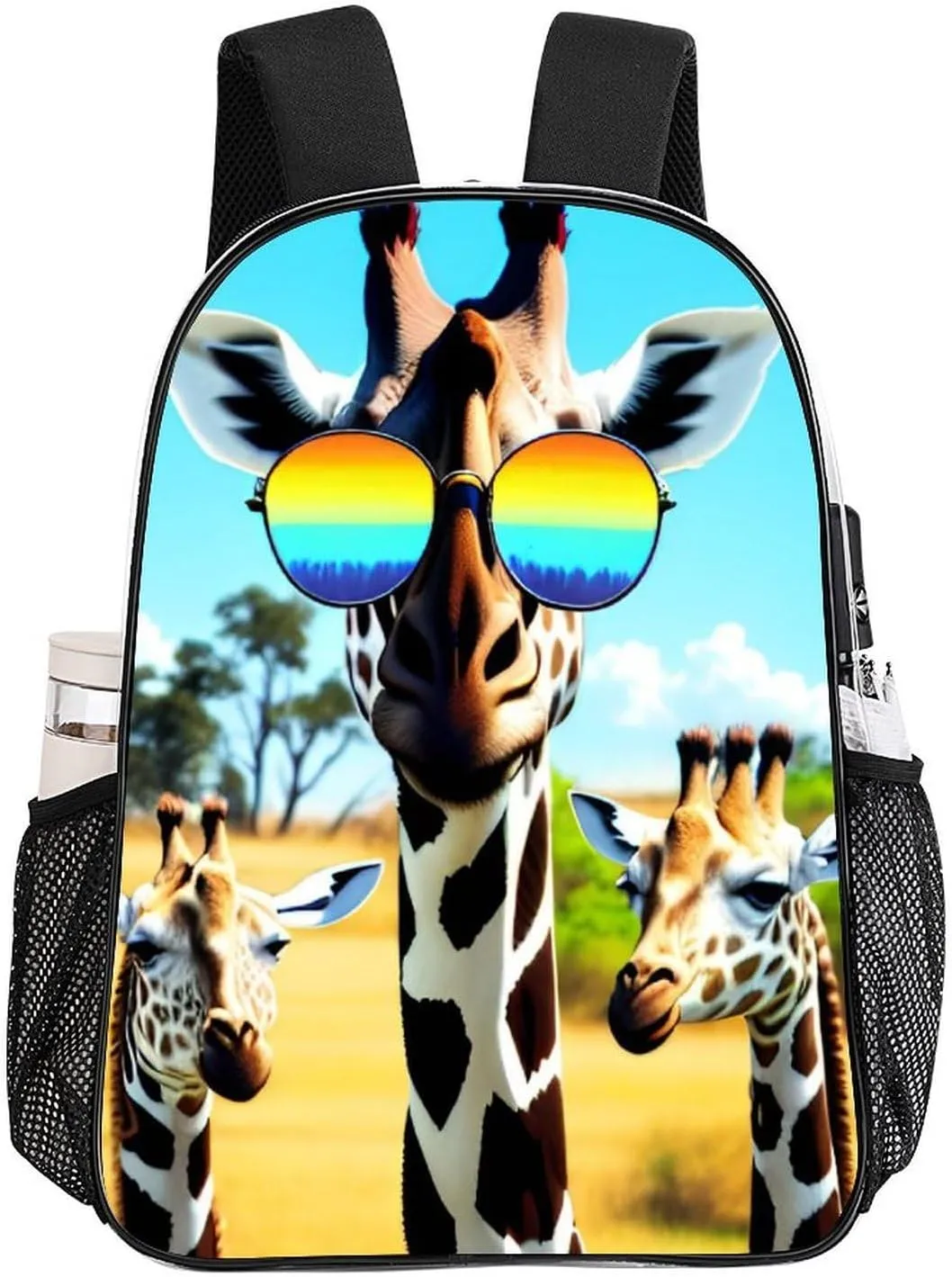 Crazy Cool Giraffe Art Rucksacks Lightweight Multipurpose Anti-Theft Shoulder Bag Large Capacity Business Computer Bag Transparent Bag