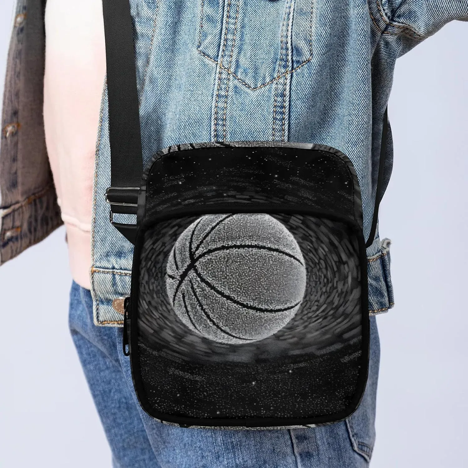 Crossbody Bag Small Sling Backpack Abstract Basketball Shoulder Bags Chest Pack Cross Body Daypack Graffiti Basketball Belt Purses for Travel Cycling Skating