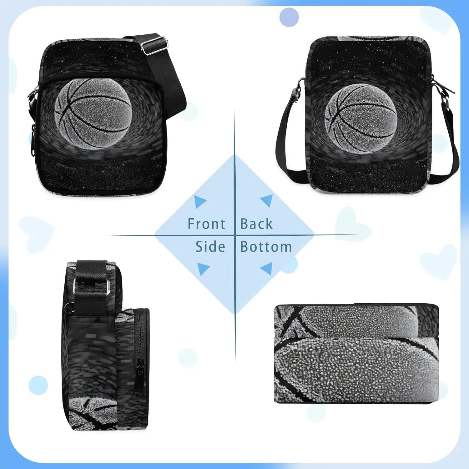 Crossbody Bag Small Sling Backpack Abstract Basketball Shoulder Bags Chest Pack Cross Body Daypack Graffiti Basketball Belt Purses for Travel Cycling Skating