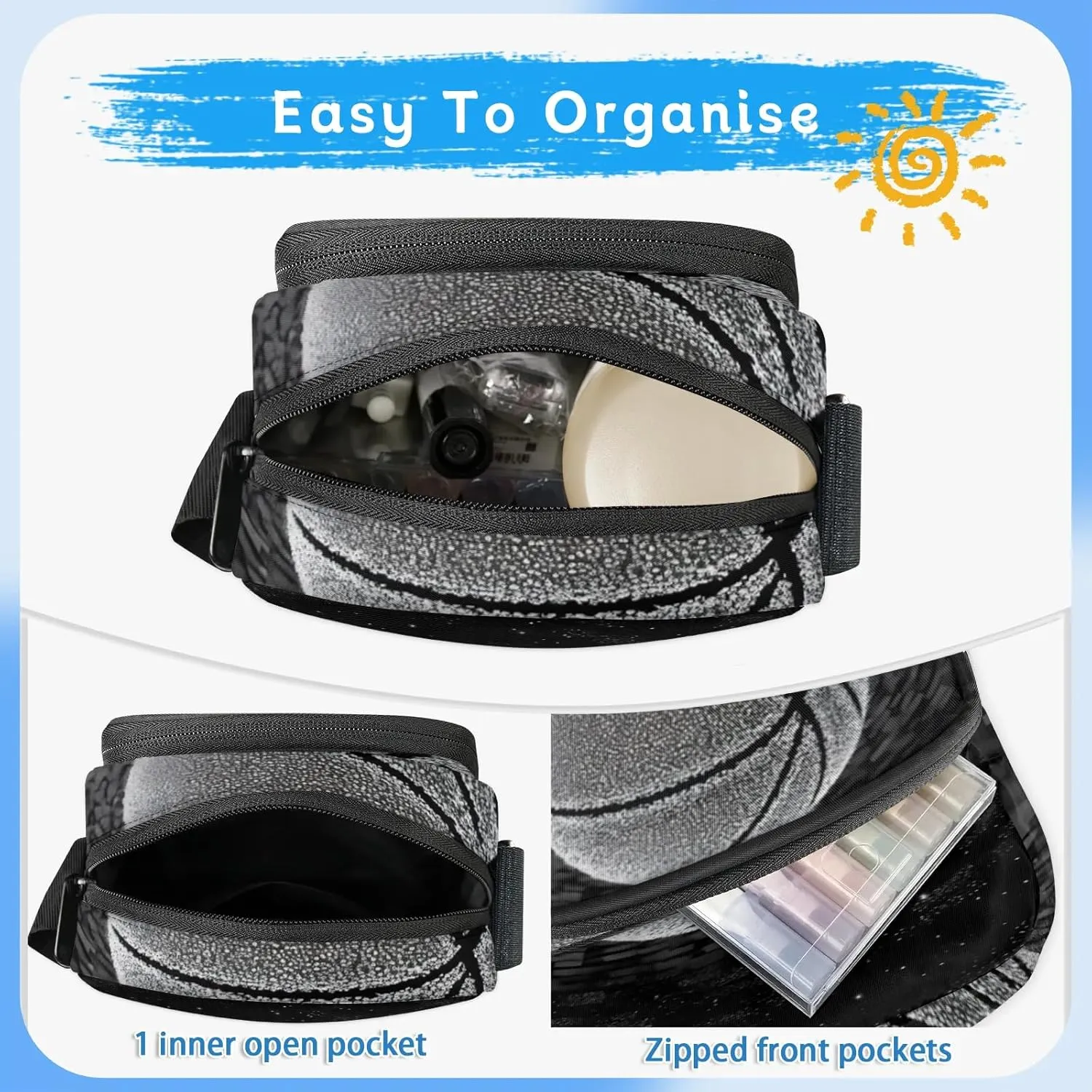 Crossbody Bag Small Sling Backpack Abstract Basketball Shoulder Bags Chest Pack Cross Body Daypack Graffiti Basketball Belt Purses for Travel Cycling Skating