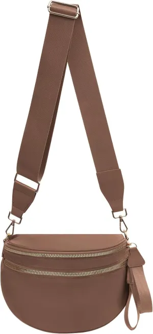 Crossbody Bags Bum Bag for Women Large Sling Bag Purse with Adjustable Strap（Caramel）