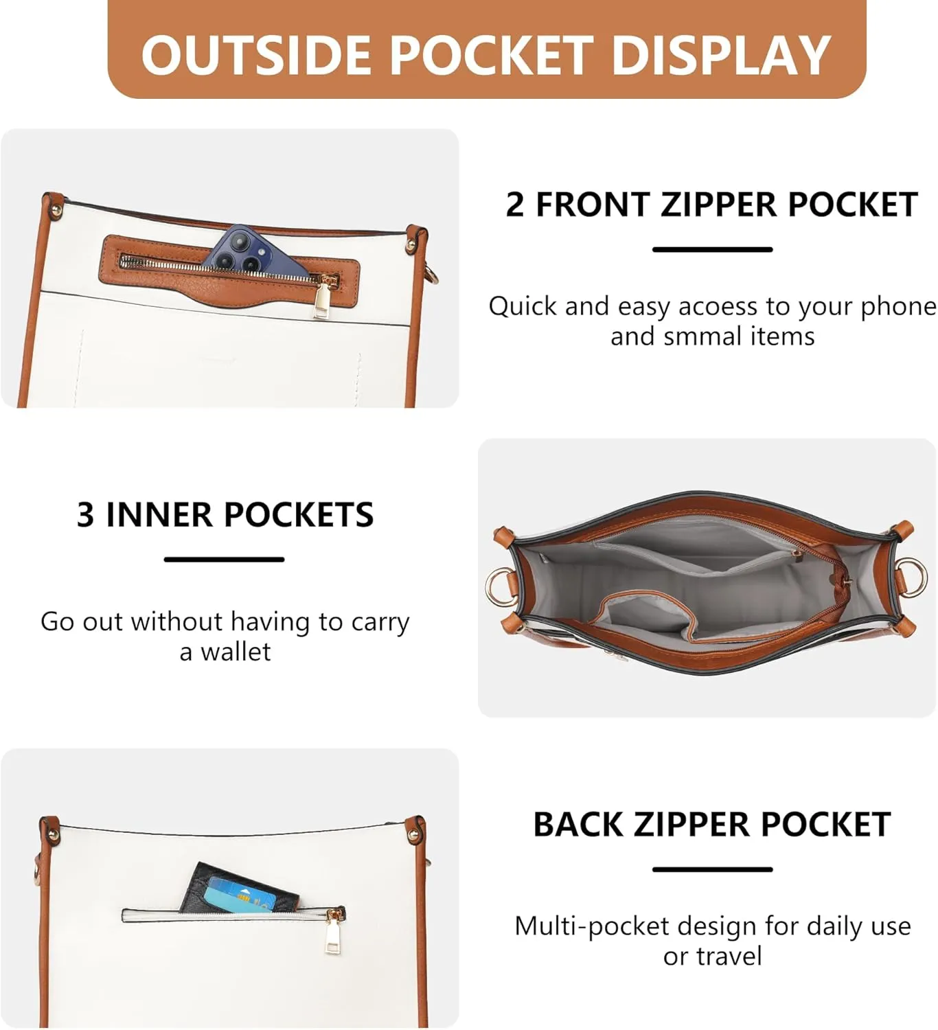 Crossbody Bags for Women 7-Pockets Purses for Women Vegan Leather Hobo Bag Shoulder Bag Handbags with Ajustable Strap