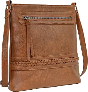 Crossbody Bags for Women, Multi Pocket Adjustable Strap Shoulder Bag, Western Hand Woven Leather Satchel Purse