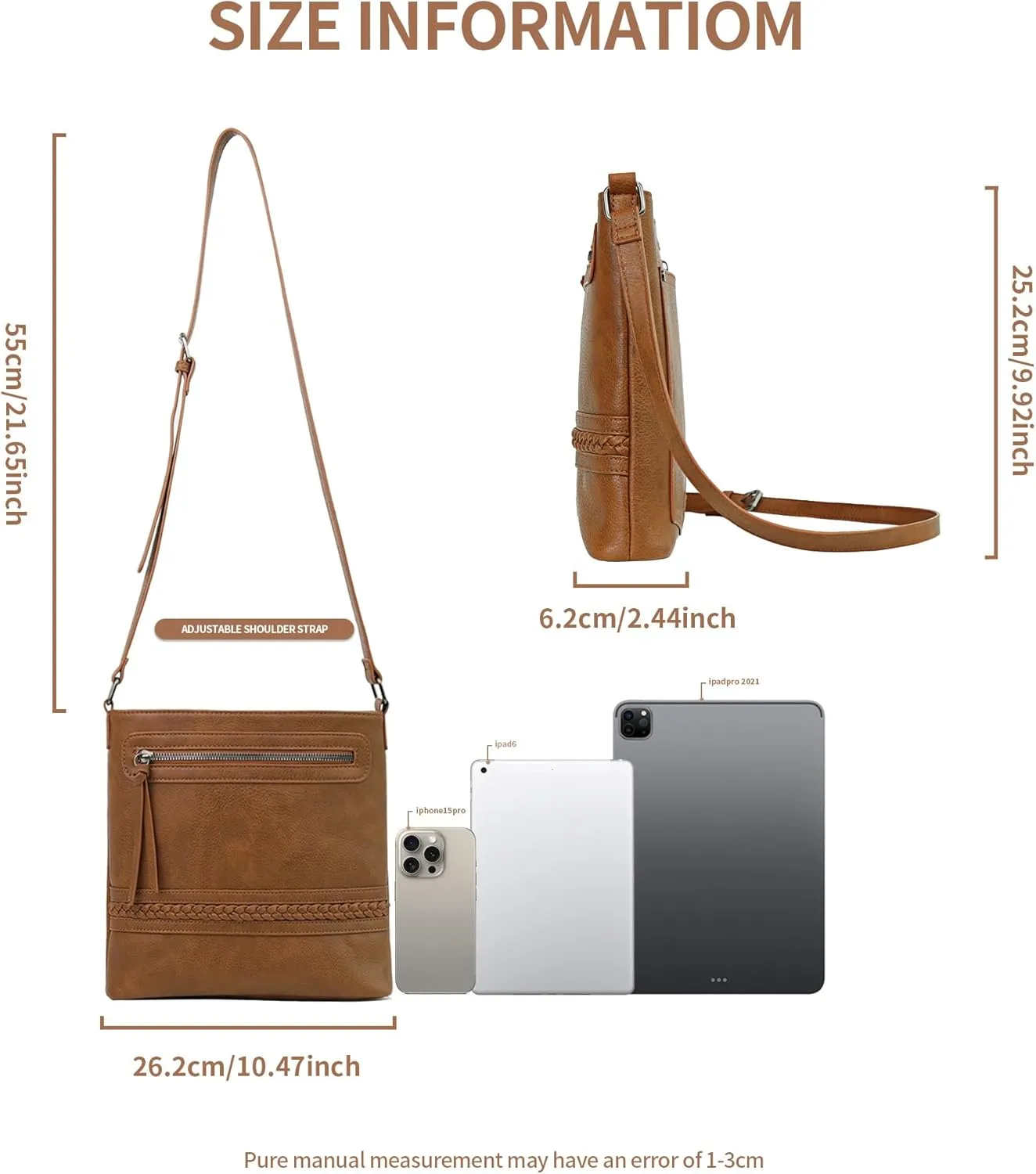 Crossbody Bags for Women, Multi Pocket Adjustable Strap Shoulder Bag, Western Hand Woven Leather Satchel Purse