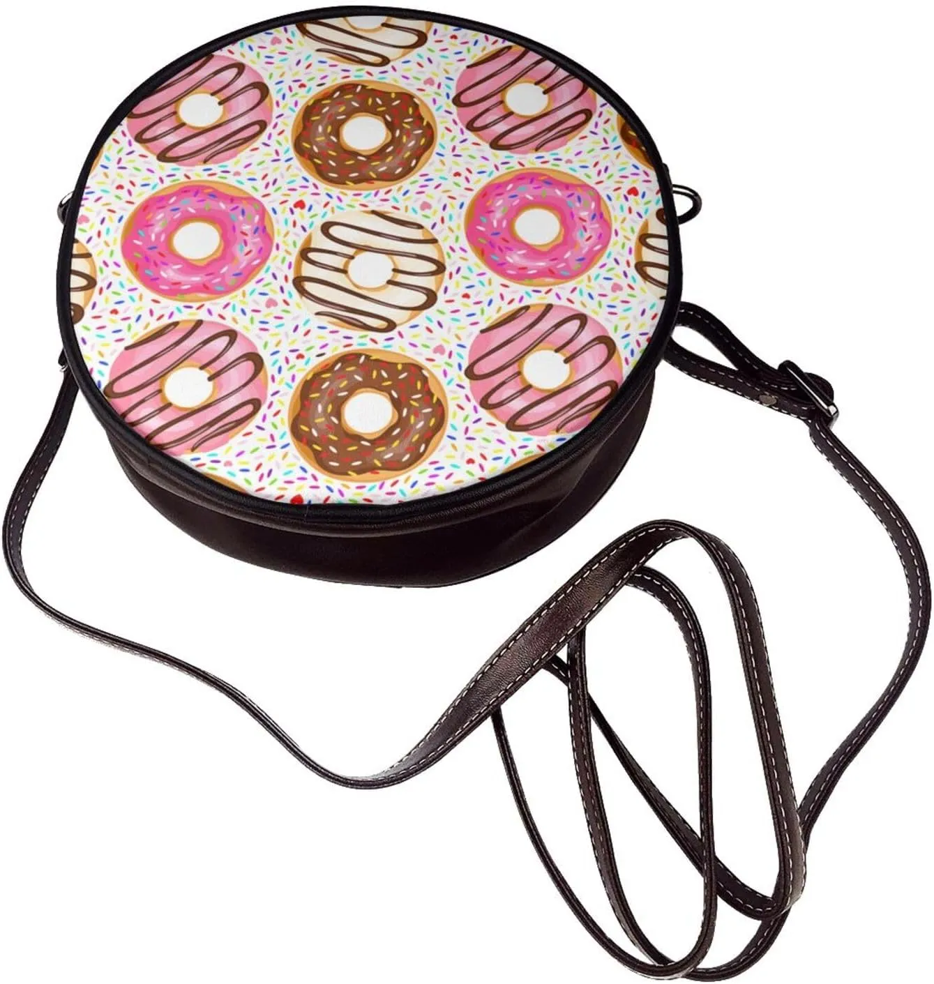 Crossbody Bags for Women, Round PU Leather Purses Crossbody Handbag Purse with Adjustable Strap