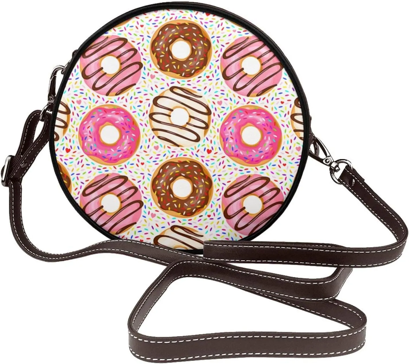 Crossbody Bags for Women, Round PU Leather Purses Crossbody Handbag Purse with Adjustable Strap