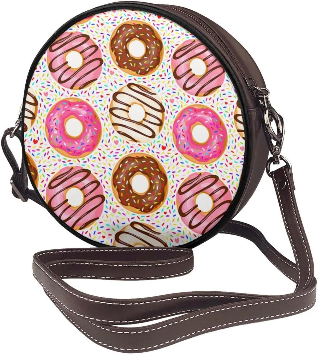 Crossbody Bags for Women, Round PU Leather Purses Crossbody Handbag Purse with Adjustable Strap