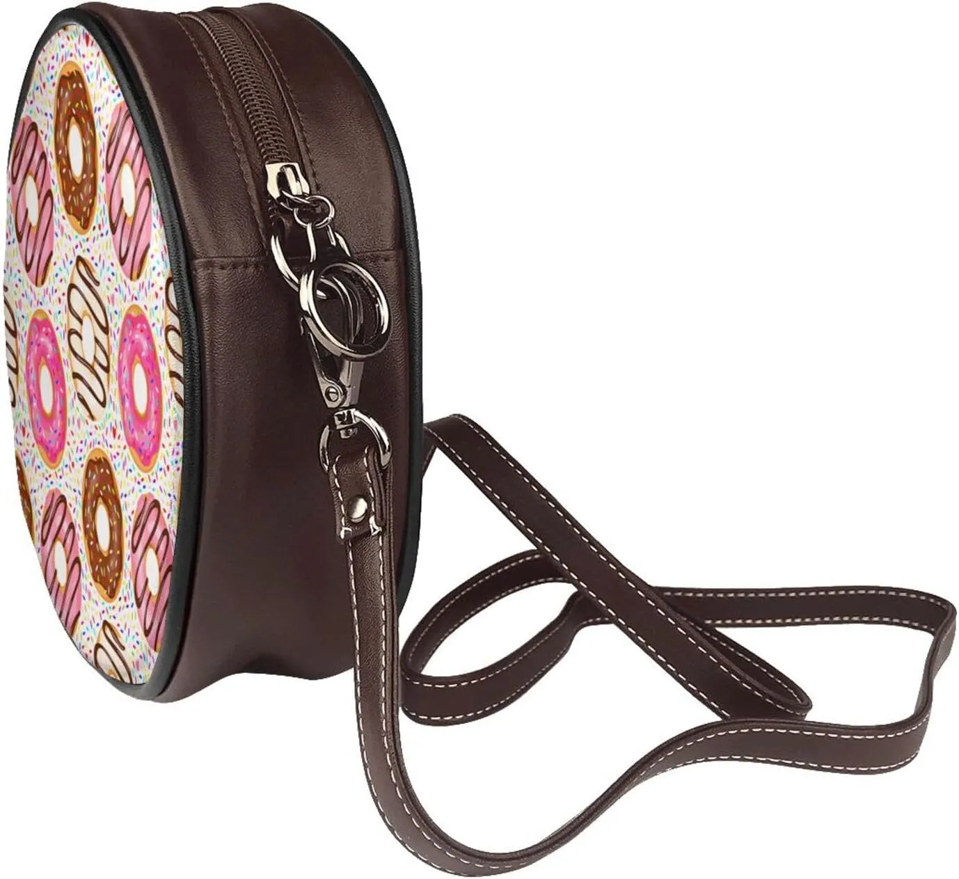 Crossbody Bags for Women, Round PU Leather Purses Crossbody Handbag Purse with Adjustable Strap