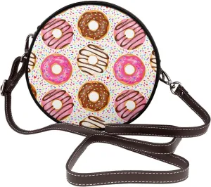 Crossbody Bags for Women, Round PU Leather Purses Crossbody Handbag Purse with Adjustable Strap