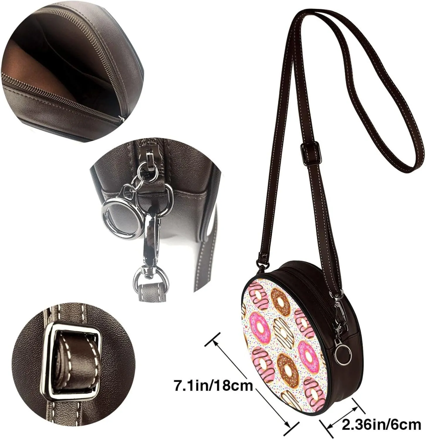 Crossbody Bags for Women, Round PU Leather Purses Crossbody Handbag Purse with Adjustable Strap