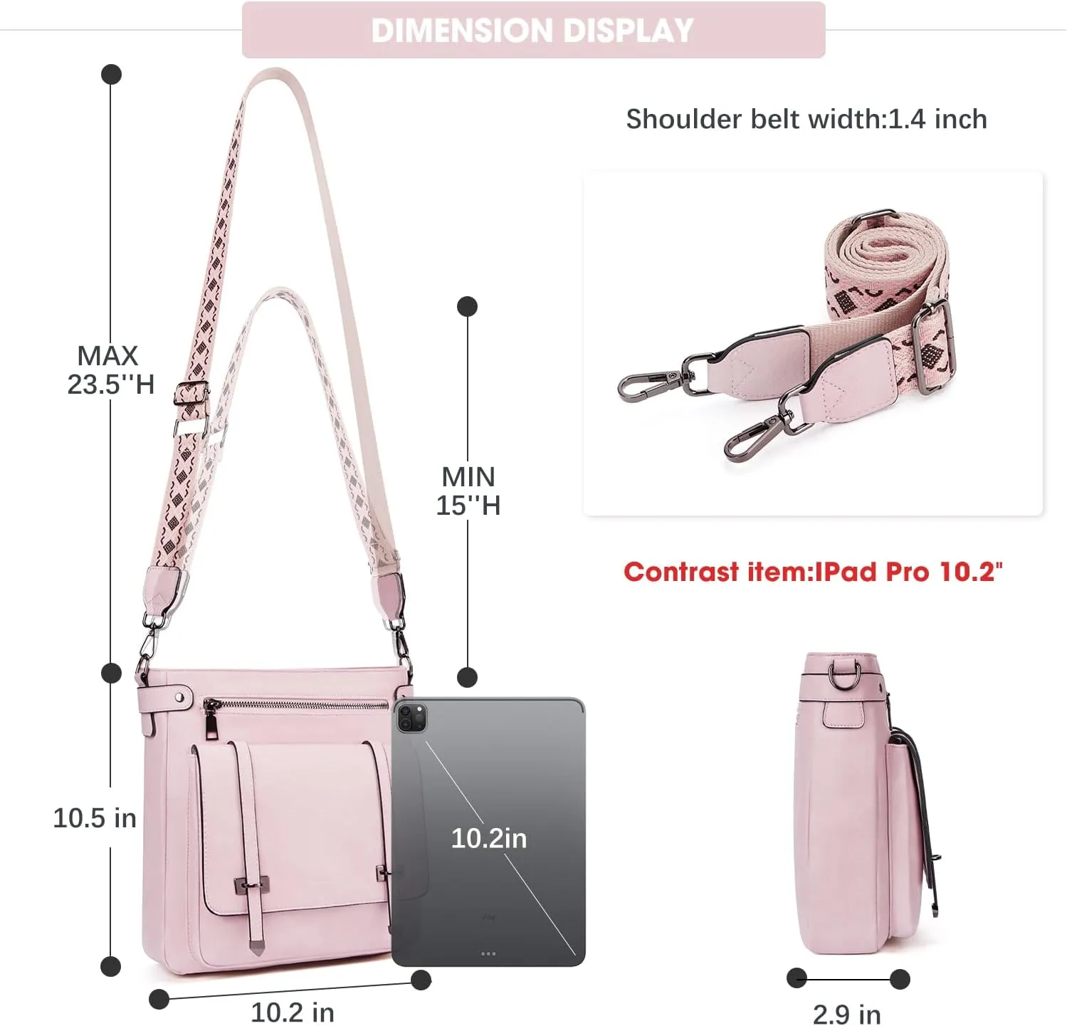Crossbody Bags for Women,Multi Pocket Crossbody Purses Vegan Leather Shoulder Handbags Travel Purse Adjustable Strap