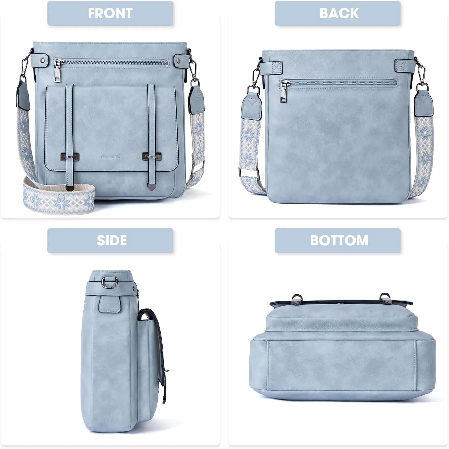 Crossbody Bags for Women,Multi Pocket Crossbody Purses Vegan Leather Shoulder Handbags Travel Purse Adjustable Strap