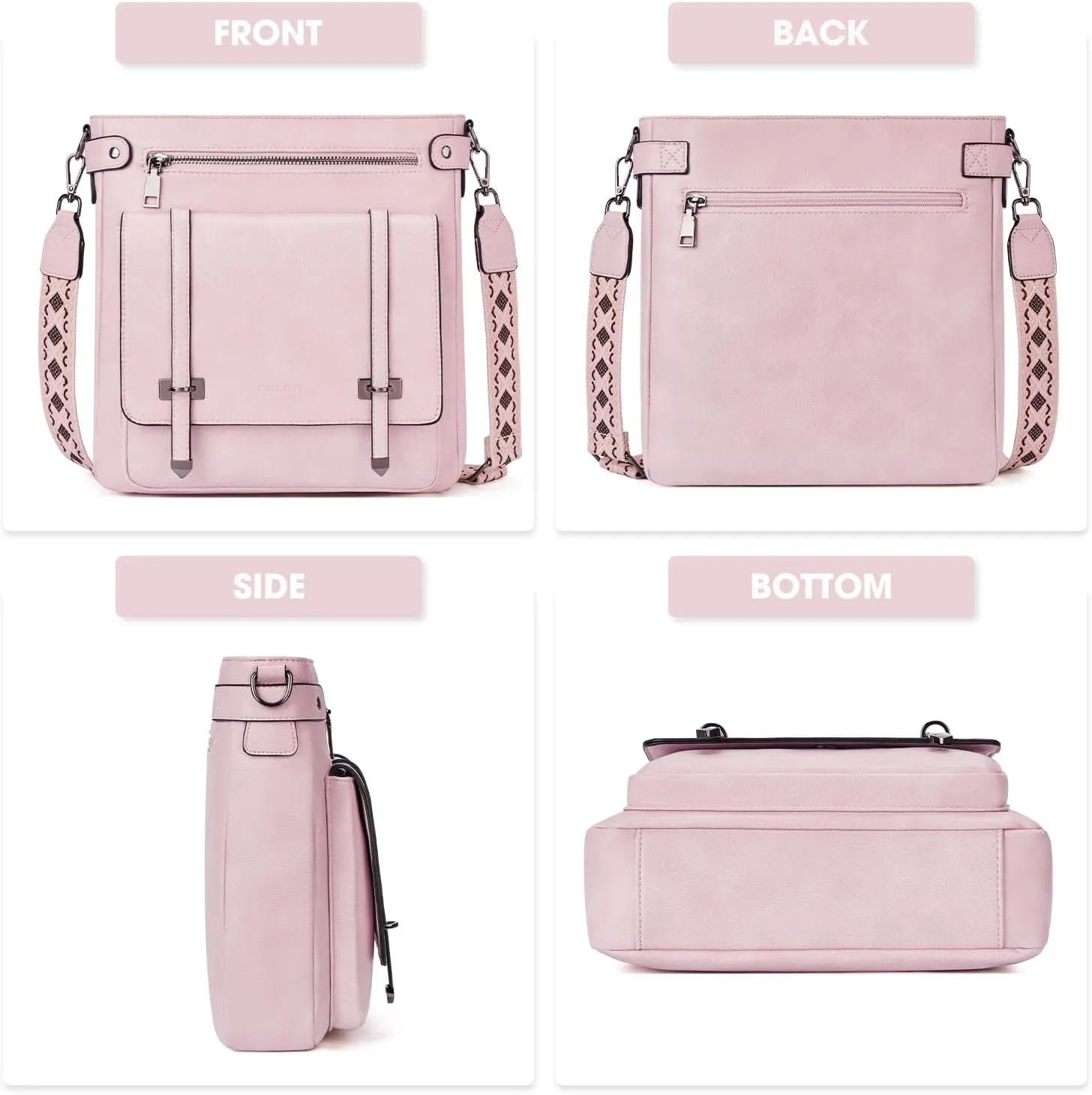 Crossbody Bags for Women,Multi Pocket Crossbody Purses Vegan Leather Shoulder Handbags Travel Purse Adjustable Strap