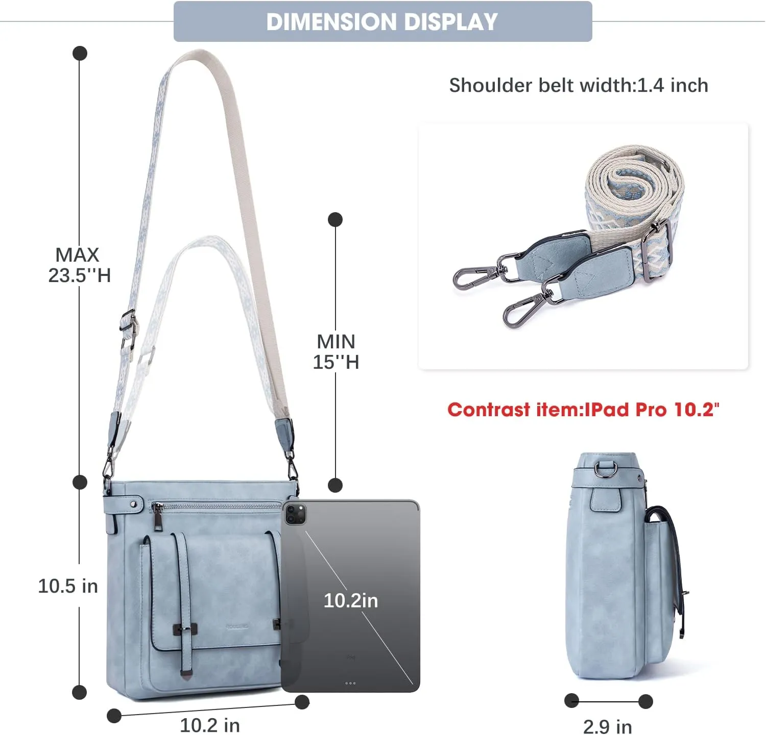 Crossbody Bags for Women,Multi Pocket Crossbody Purses Vegan Leather Shoulder Handbags Travel Purse Adjustable Strap