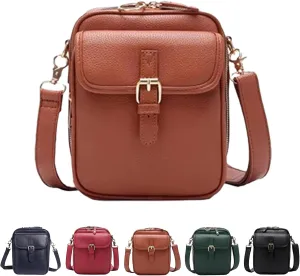 Crossbody Leather Bag, 2025 Vintage Crossbody Bag, With 10 Card Slots and Anti-Theft Zipper