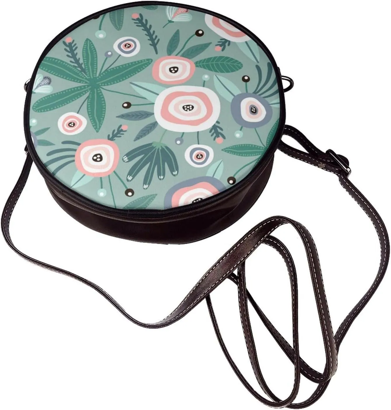 Crossbody Purse for Women, PU Leather Round Crossbody Bag, Mini Purses Handbags with Strap Zipper