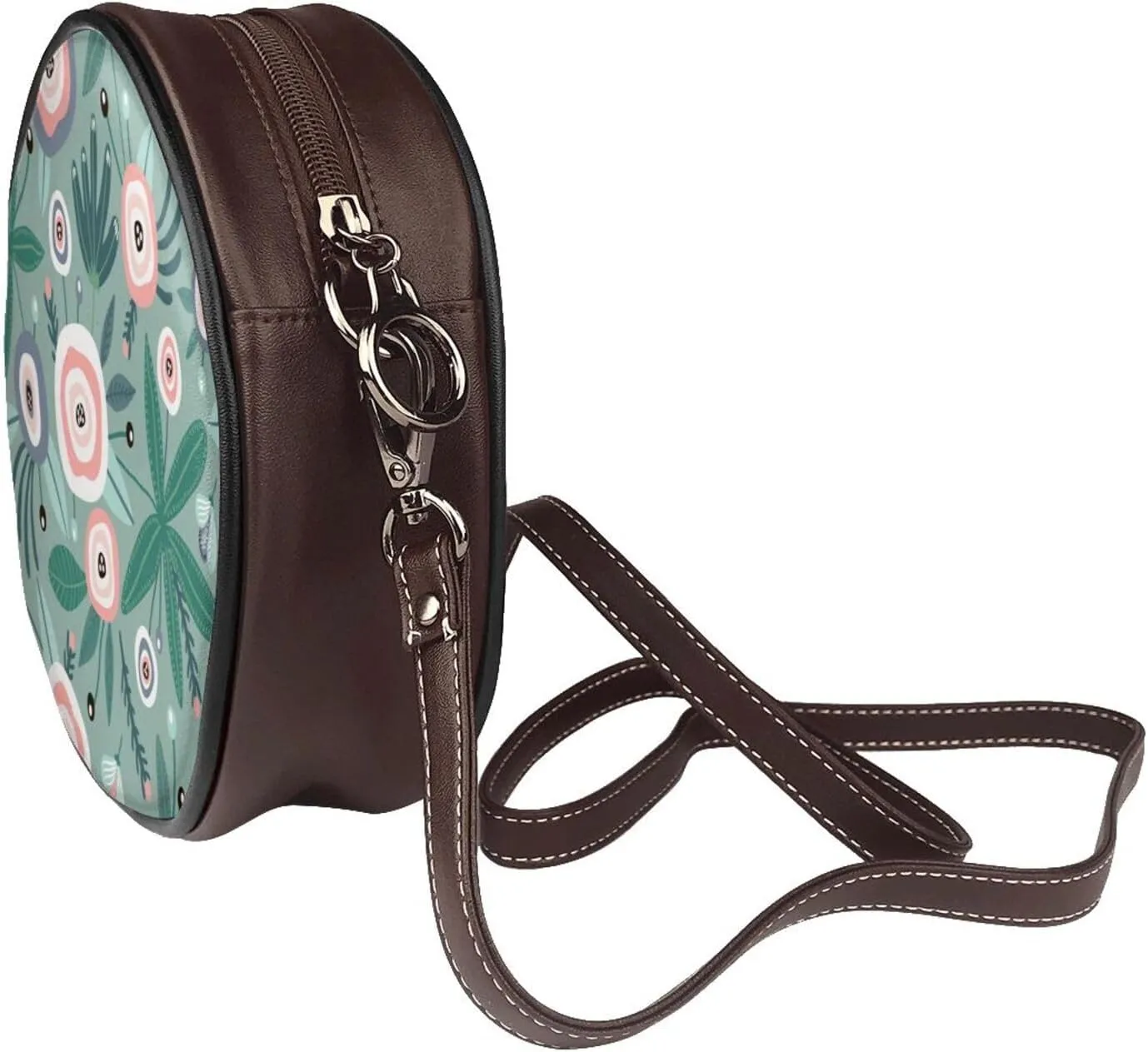 Crossbody Purse for Women, PU Leather Round Crossbody Bag, Mini Purses Handbags with Strap Zipper