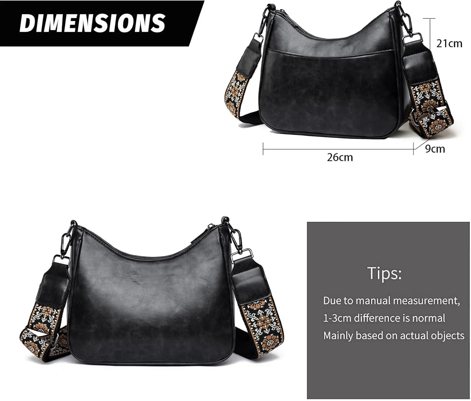 Crossbody Purses for Women Handbags Leather Crescent Bags, Shoulder Bag with Adjustable Wide Strap