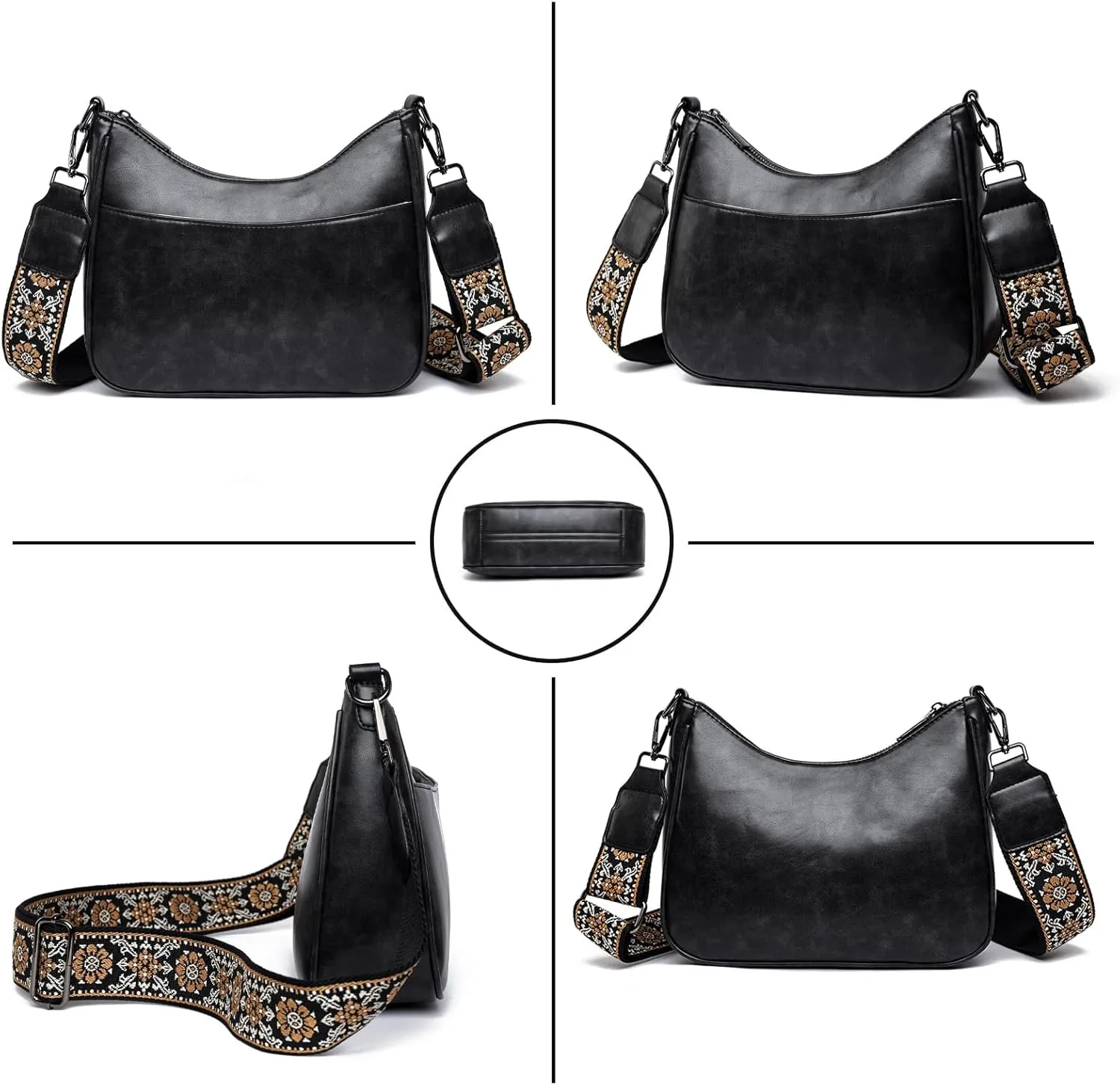 Crossbody Purses for Women Handbags Leather Crescent Bags, Shoulder Bag with Adjustable Wide Strap
