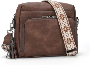 Crossbody Purses for Women, Medium Crossbody Bag Bags for Women Soft Leather Shoulder Handbags Trendy Travel Purse Built in Wallet with Adjustable Strap Brown