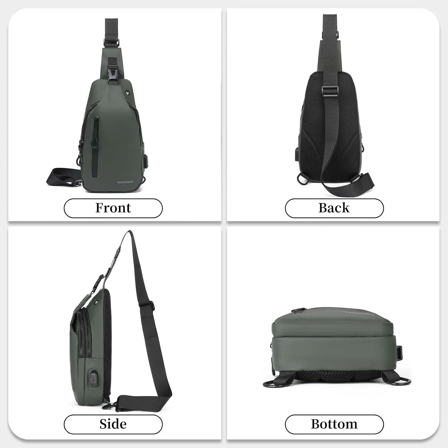 Crossbody Sling Backpack, Mens Cross Body Chest Bag Travel Hiking Daypack Adjustable Shoulder Strap Bags