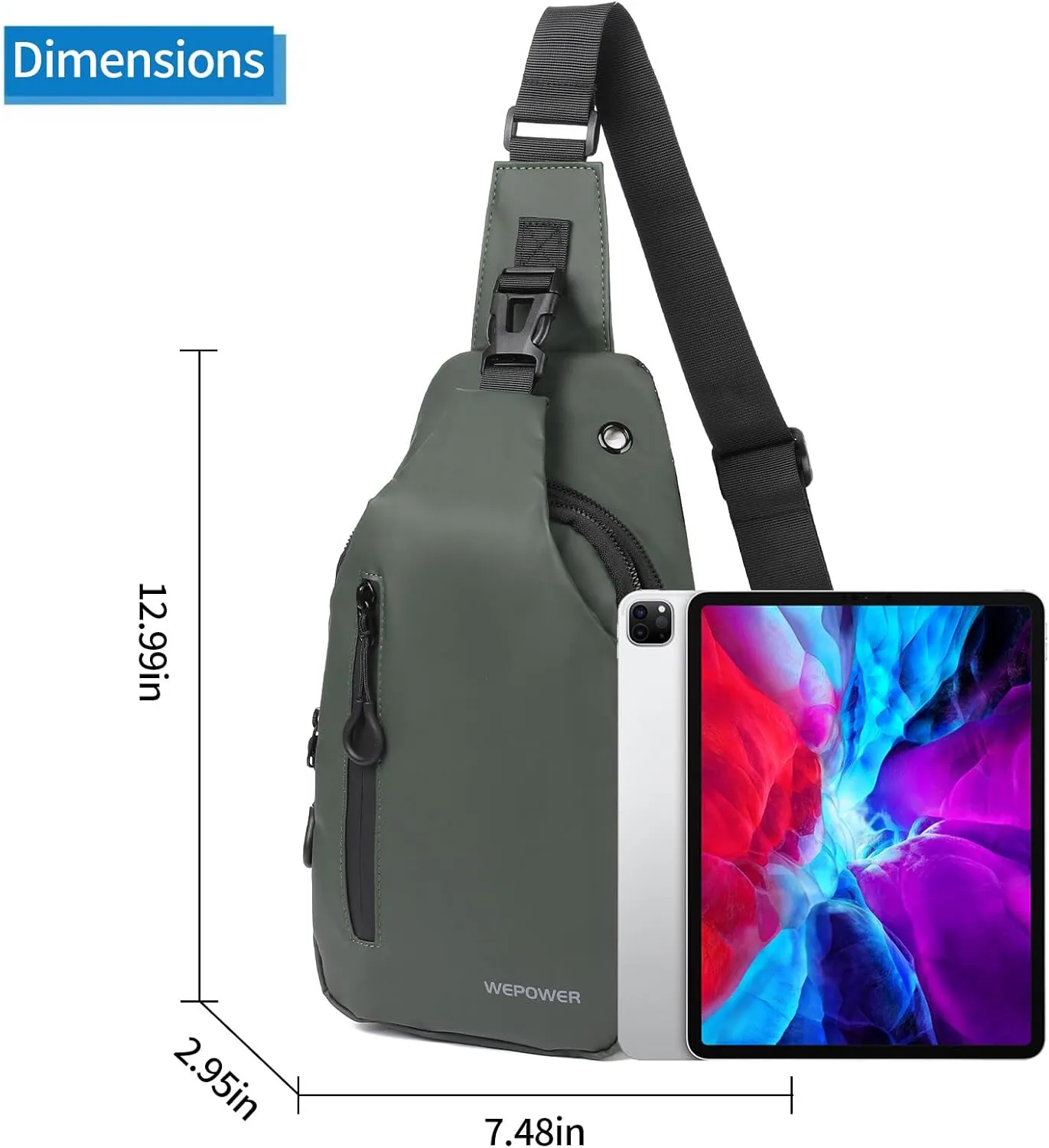 Crossbody Sling Backpack, Mens Cross Body Chest Bag Travel Hiking Daypack Adjustable Shoulder Strap Bags