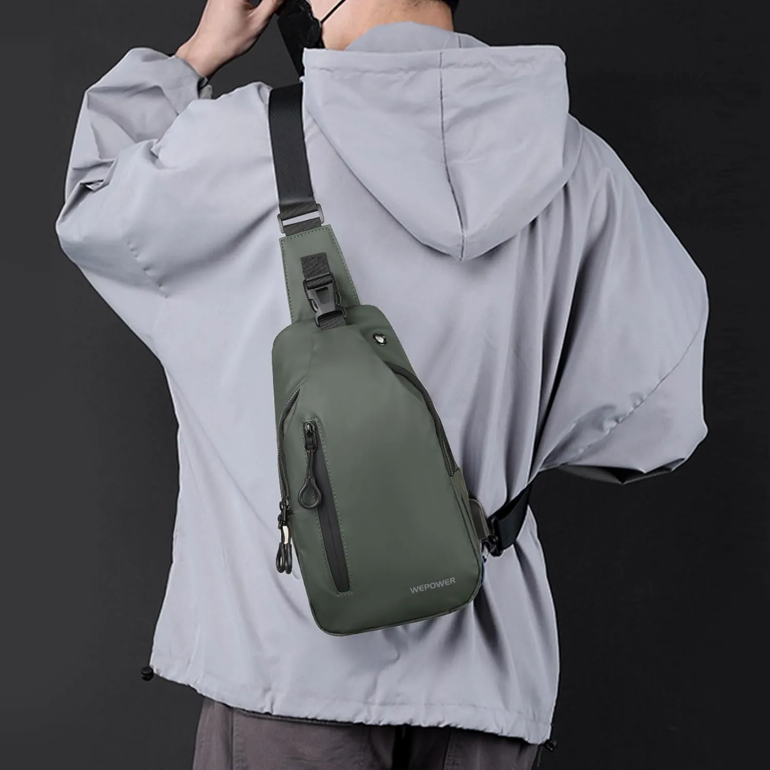 Crossbody Sling Backpack, Mens Cross Body Chest Bag Travel Hiking Daypack Adjustable Shoulder Strap Bags