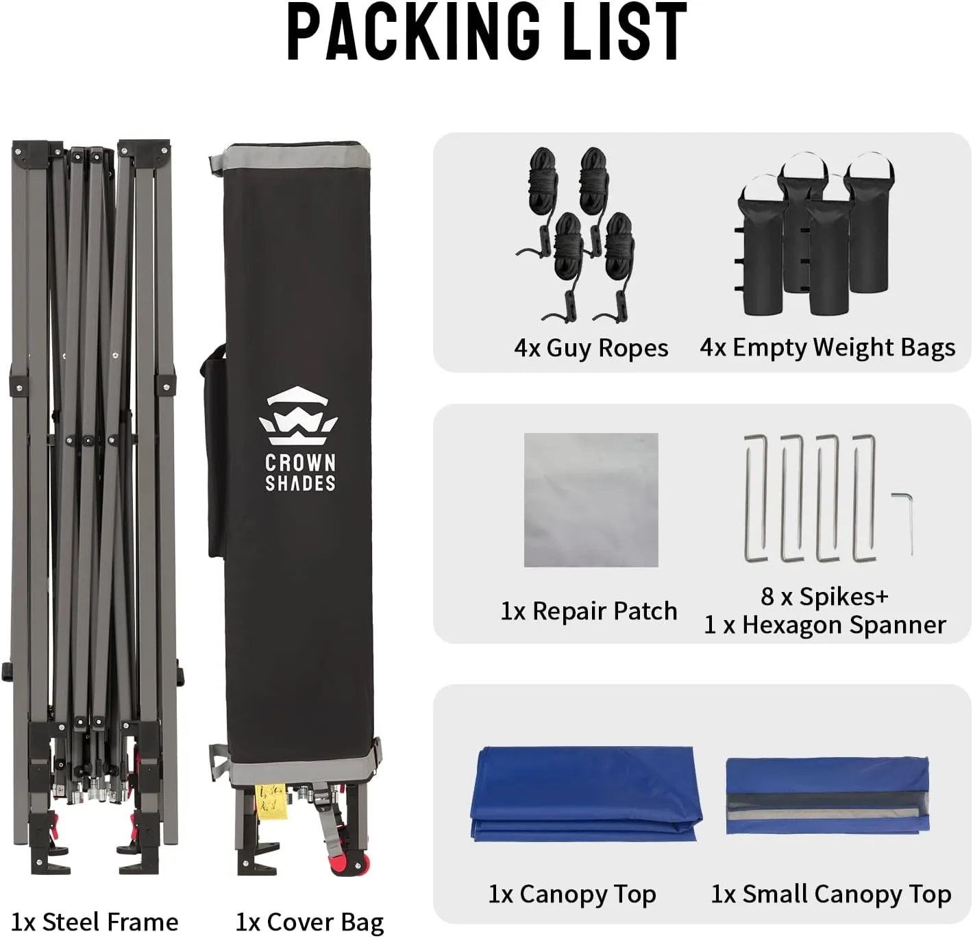 CROWN SHADES 10x10 Pop up Canopy Tent Patended Centerlock Instant Commercial Canopy with 150D Silver Coated Fabric Including 2 Extend Awnings, 4 Ropes, 8 Stakes, 4 Weight Bags, Navy Blue