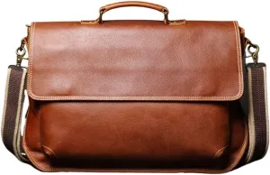 CSCDD Retro Men's Handbag Large Capacity Briefcase Messenger Bag 15.6 Inch Computer Bag Horizontal
