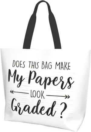 CURANI Women Tote Bags Top Handle Satchel Handbags Polyester Does This Bag Make My Papers Look Graded Shoulder Purse