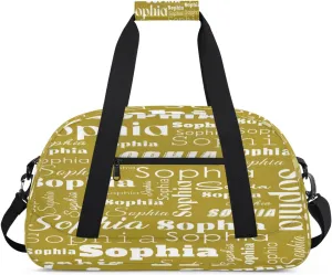 Custom Gym Duffel Bag for Women Men, Personalized Name Sport Bag Overnight Bags Customized Travel Weekender Bag, Brown