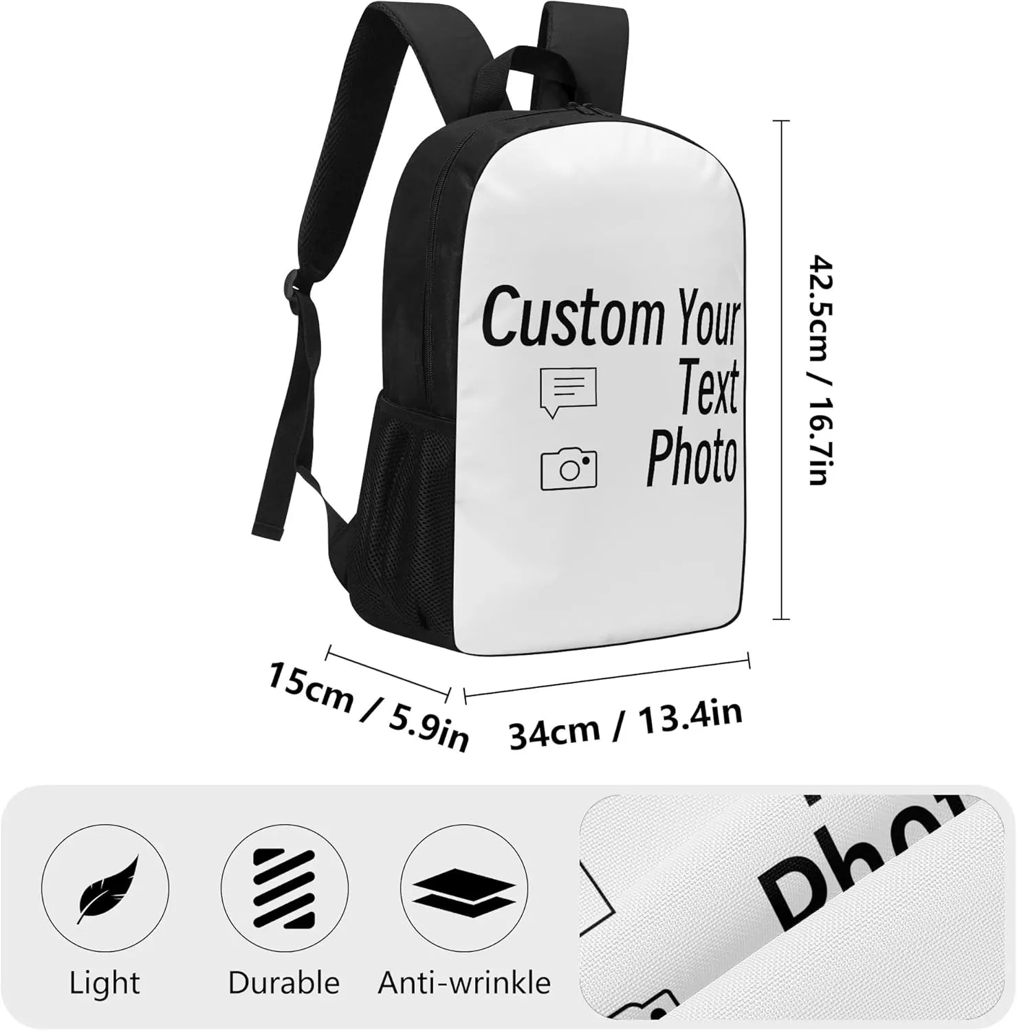 Custom Laptop Backpack Personalized Large Capacity Shoulder Add Your Own Name Picture or Photo for Travel Backpack