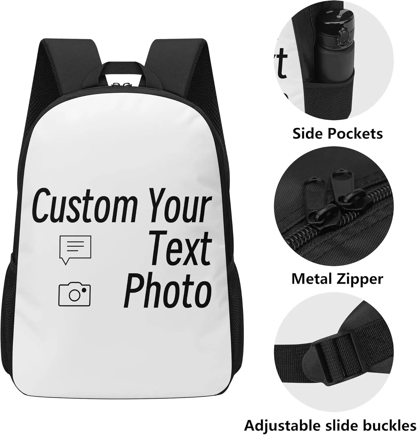 Custom Laptop Backpack Personalized Large Capacity Shoulder Add Your Own Name Picture or Photo for Travel Backpack