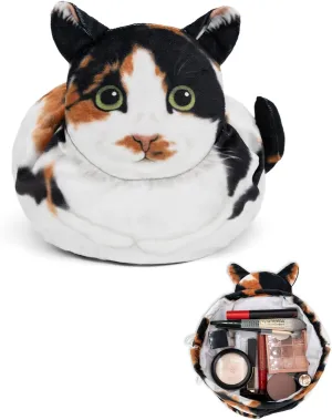 Cute Cat Change Purse, Kitty Coin Wallet, Makeup Bag Organizer (Calico Cat)