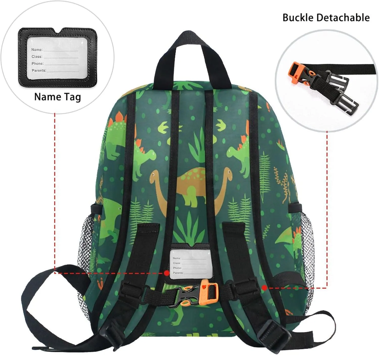 Cute Kids Back Pack Green Dinosaurs Todder Backpack Lightweight Preschool Kindergarten Book Bag Practical and Durable Daycare Bag for Travel,Toys