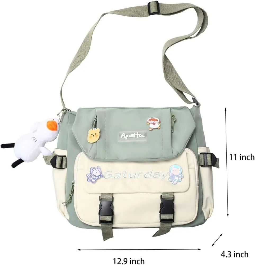 Cute Messenger Bag Y2K Aesthetic Crossbody Bags Kawaii Messenger Bags Shoulder Tote Purse for Womens