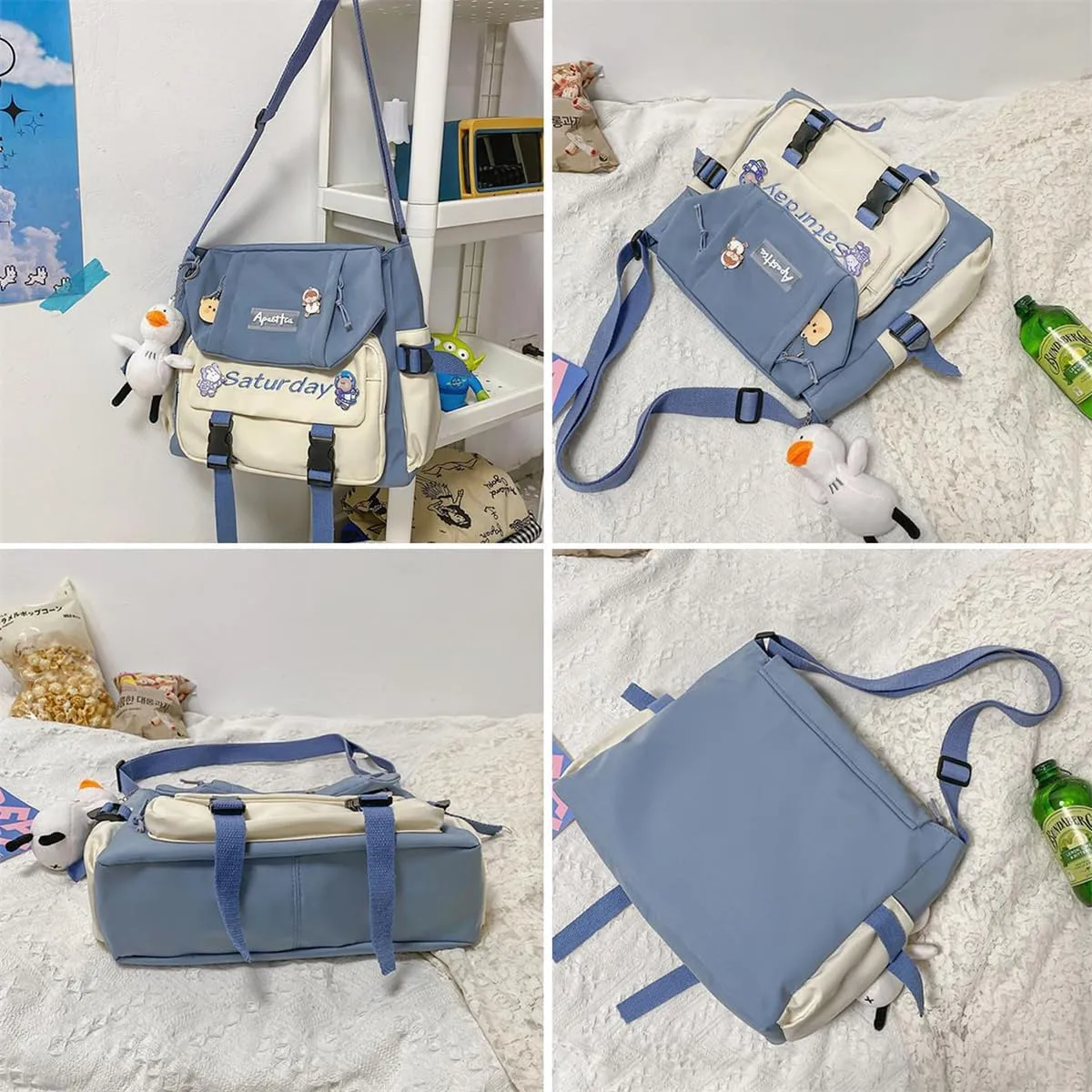 Cute Messenger Bag Y2K Aesthetic Crossbody Bags Kawaii Messenger Bags Shoulder Tote Purse for Womens