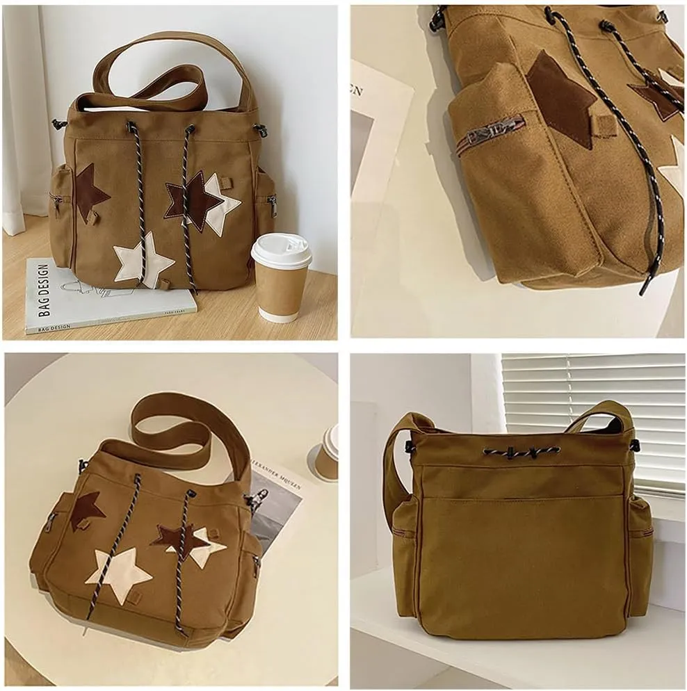 Cute Messenger Bag Y2K Crossbody Bag Cute Tote Bags for Women Kawaii Star Purse Aesthetic Shoulder Bag