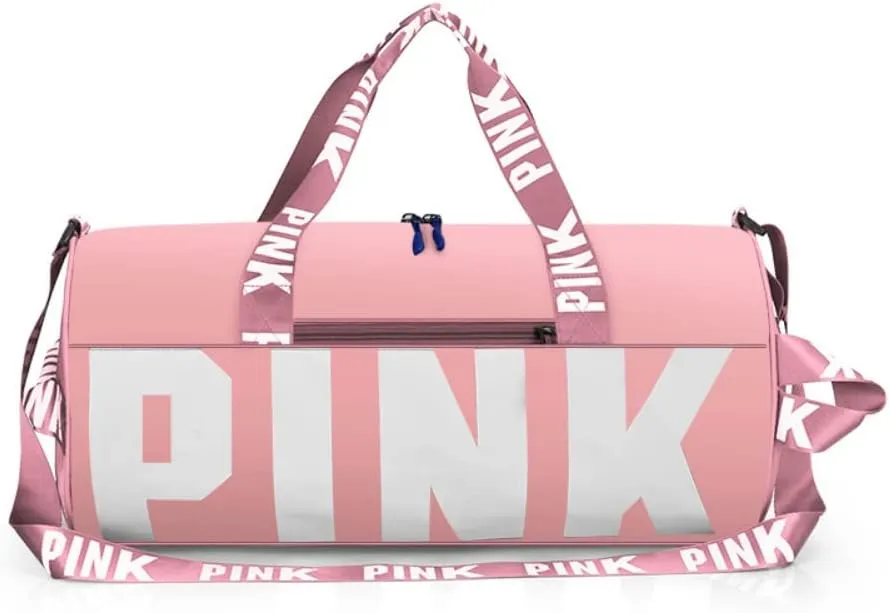 Cute Pink Printing Gym Bag for Women Sports Tote Travel Bags Carry On for Weekender Travel Tennis Baseball Yoga School