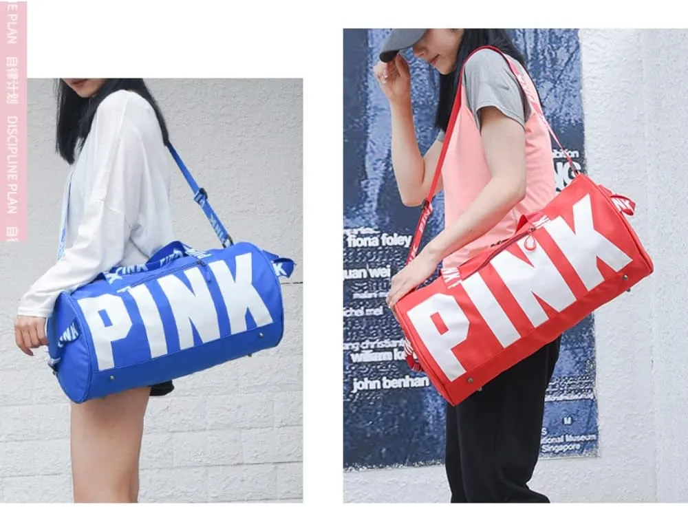 Cute Pink Printing Gym Bag for Women Sports Tote Travel Bags Carry On for Weekender Travel Tennis Baseball Yoga School
