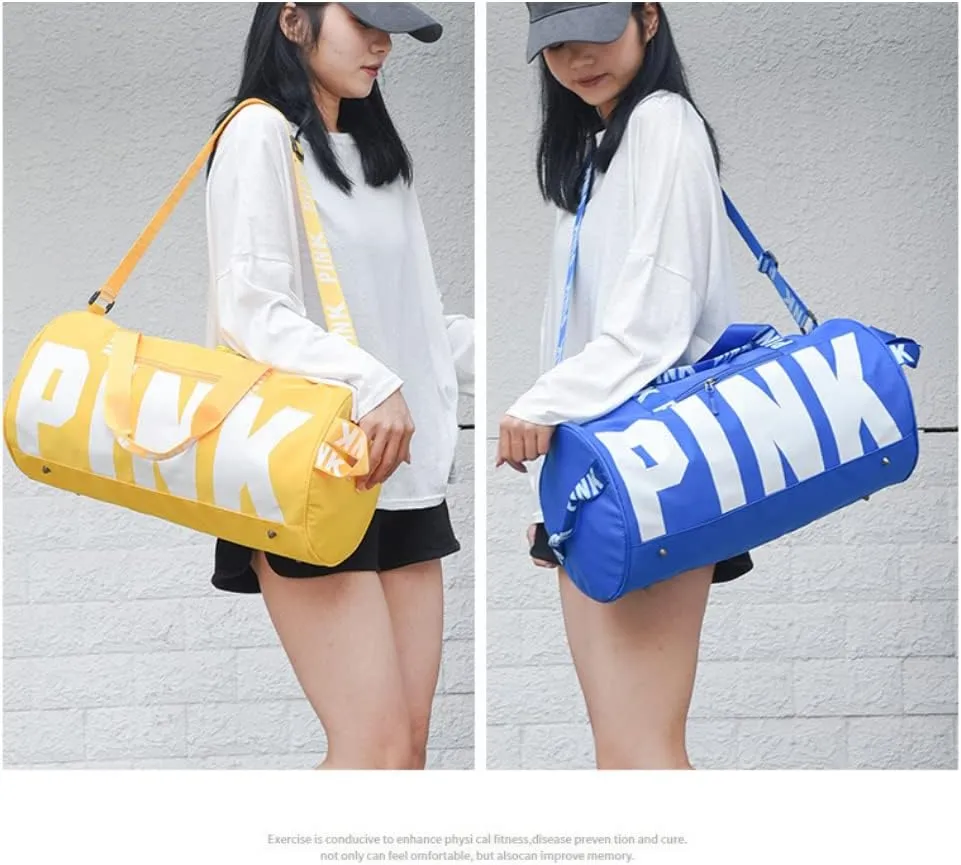 Cute Pink Printing Gym Bag for Women Sports Tote Travel Bags Carry On for Weekender Travel Tennis Baseball Yoga School