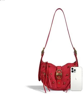 Cute Top Handle Bags for Women, Fashion Crossbody Shoulder Handbags Aesthetic Top Handle Bag Grunge Daily Sling Purse (Deep magenta)